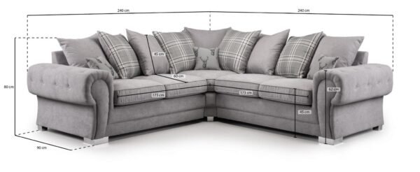 Sharon Scatterback 2C2 Sofa Grey Large Corner - Image 3