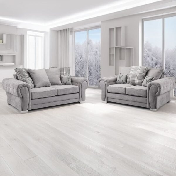 Sharon Scatterback 3+2 Sofa Grey Couch