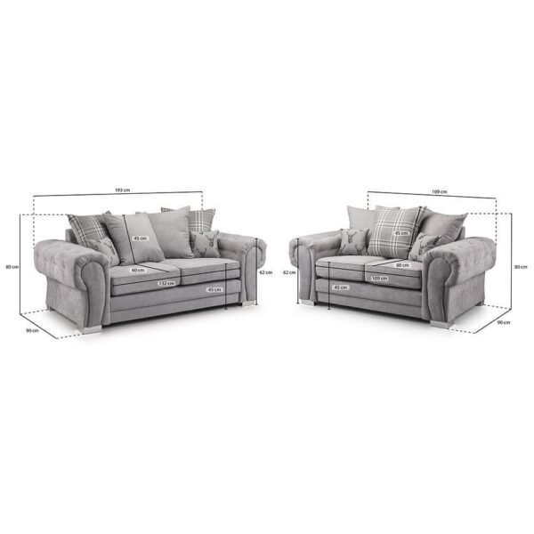 Sharon Scatterback 3+2 Sofa Grey Couch - Image 3