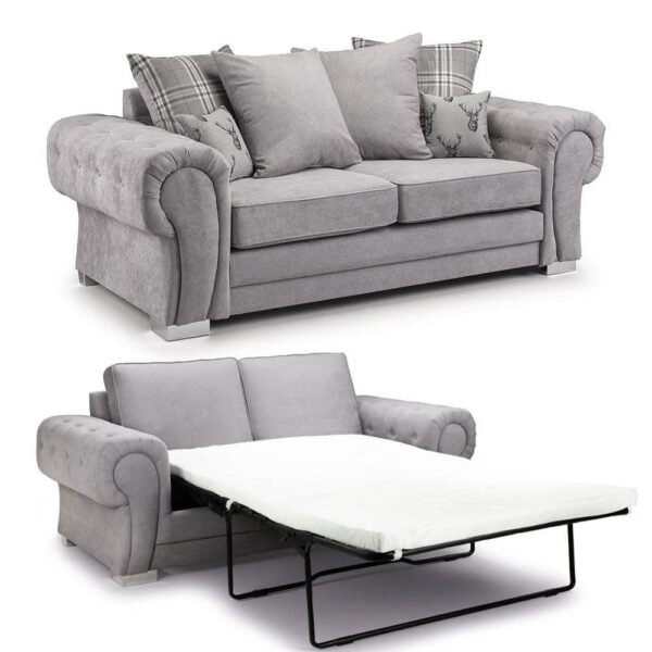 Sharon Scatterback 3 Seater Grey Sofa Bed