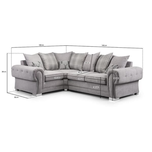Sharon Scatterback Sofa Grey Left Hand Facing Corner Couch - Image 3