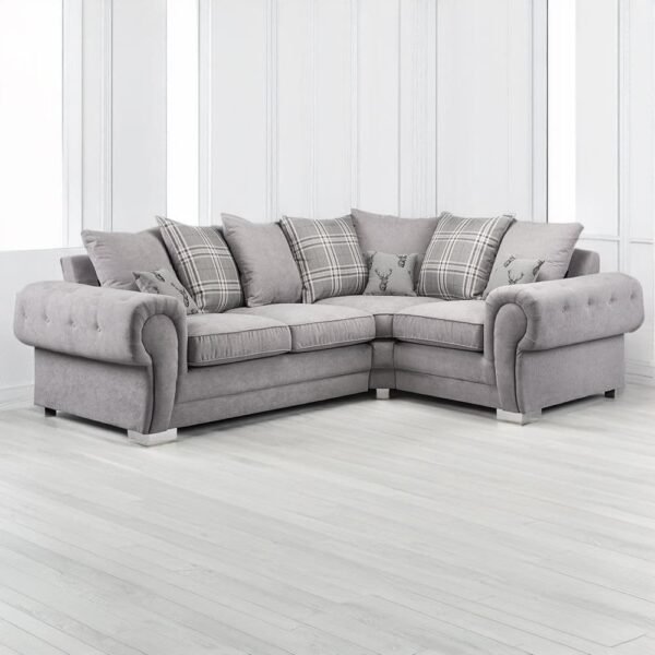 Sharon Scatterback Sofa Grey Right Hand Facing Corner Couch