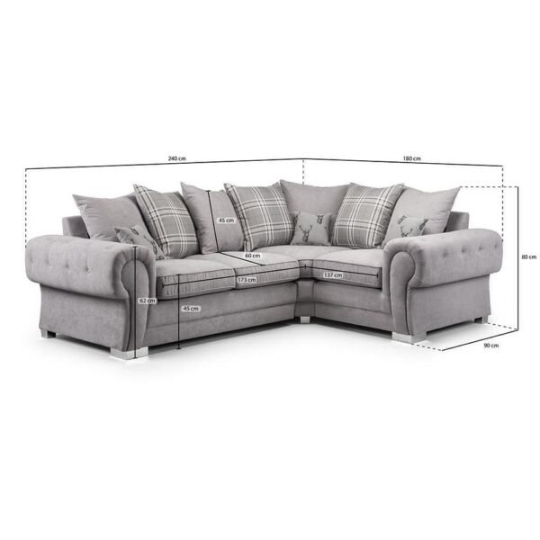 Sharon Scatterback Sofa Grey Right Hand Facing Corner Couch - Image 3