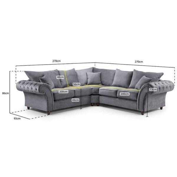 Slate 2C2 Sofa Grey Large Corner Couch - Image 3
