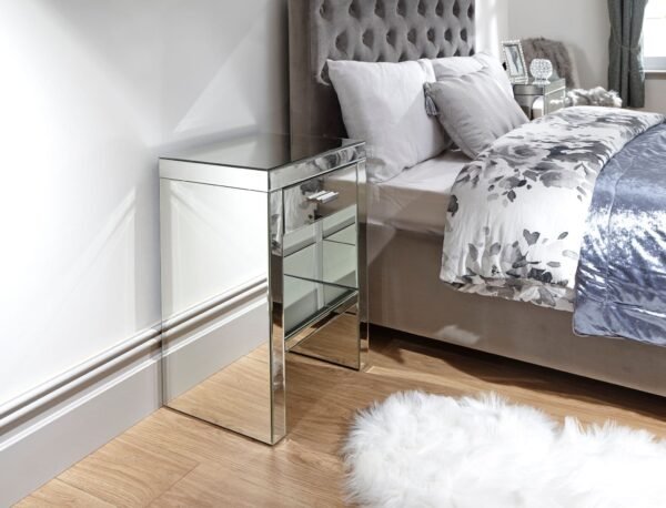 Venetian 1 Drawer Bedside Clear Mirror Finish - Image 2