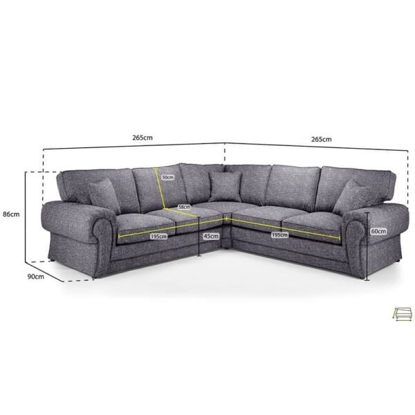 Willow 2C2 Dark Grey Sofa Large Corner Couch - Image 3