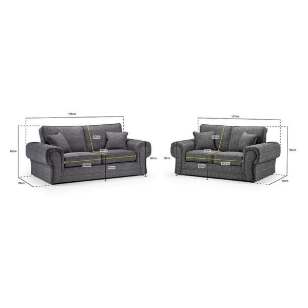 Willow 3+2 Dark Grey Sofa Large Couch - Image 3