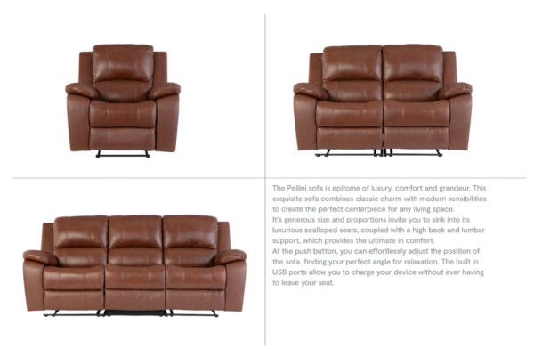 Pellini Leather Real Power Recliner - Image 3