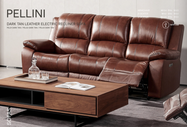 Pellini Leather Real Power Recliner