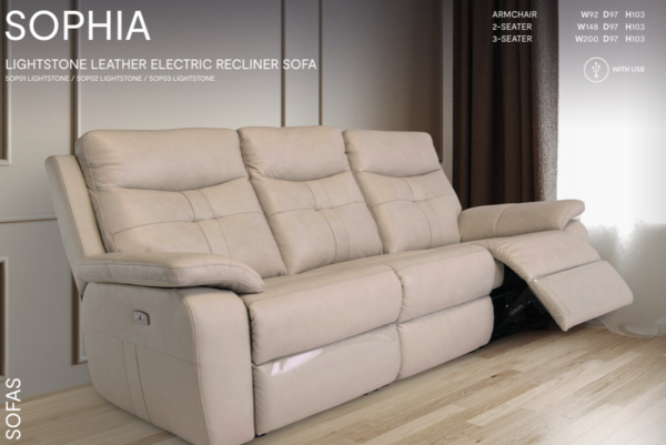 Sophia Leather Real Power Recliner - Image 3