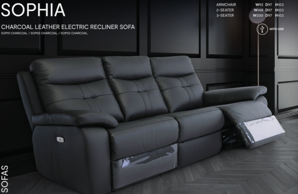 Sophia Leather Real Power Recliner
