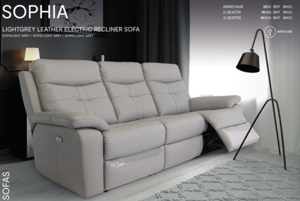 Sophia Leather Real Power Recliner - Image 5