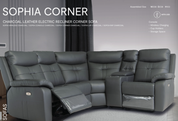 Sophia Leather Real Power Recliner - Image 6