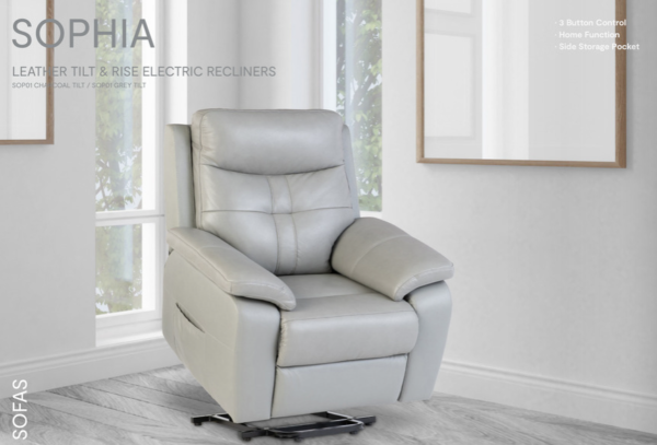 Sophia Leather Real Power Recliner - Image 7
